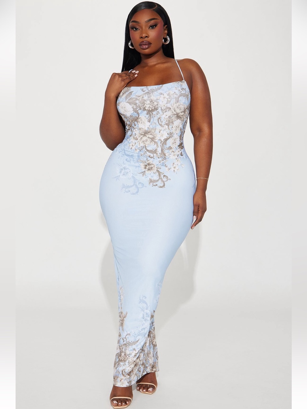 Fashion Nova - Julia Mesh Maxi Dress - Light Blue